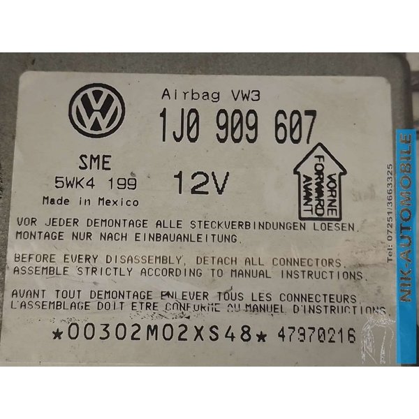 VW Passat B5 3B6 GP 2003 1.9 TDI Airbag Steuergerät 1J0 909 607