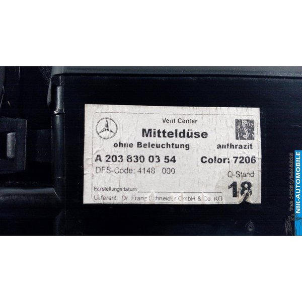 Mercedes-Benz C 220 CDI Lüftungsdüsen Lüftungsgitter L+R+M (3963)